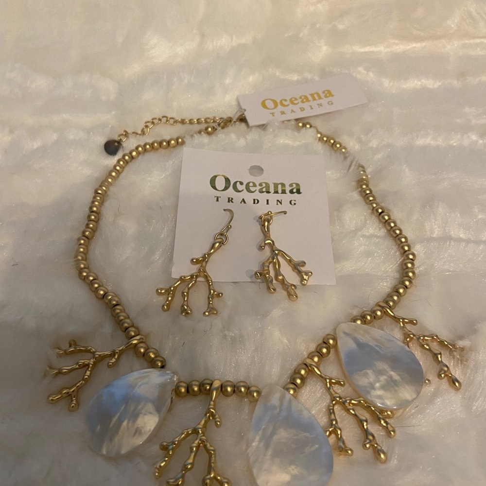 Gold and White Coral-Inspired Necklace